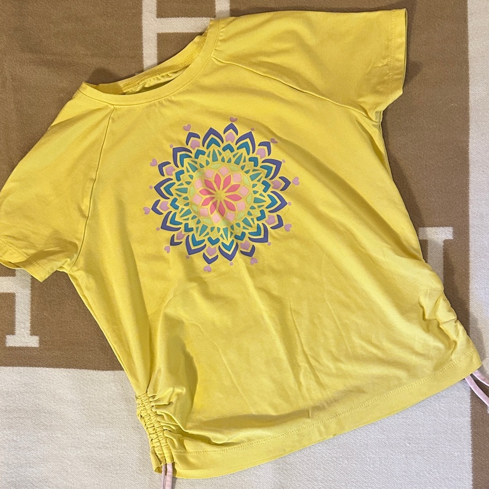 Lands' End Kids Yellow Tee with Mandala Design